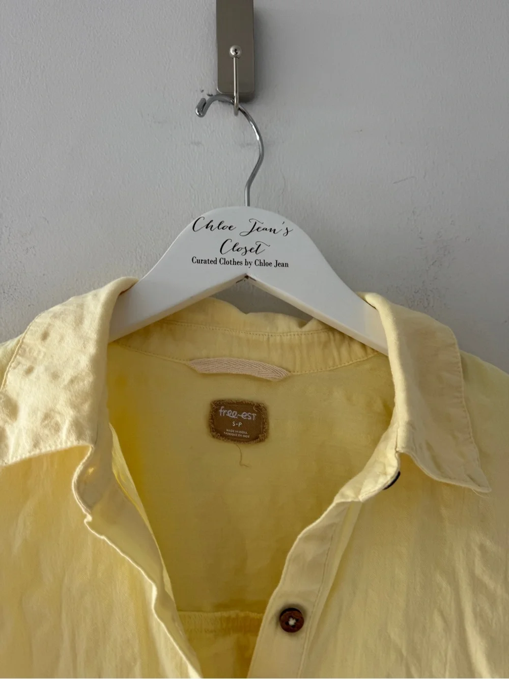 FREE PEOPLE Just Like Me Relaxed Cotton Button Up in Yellow S